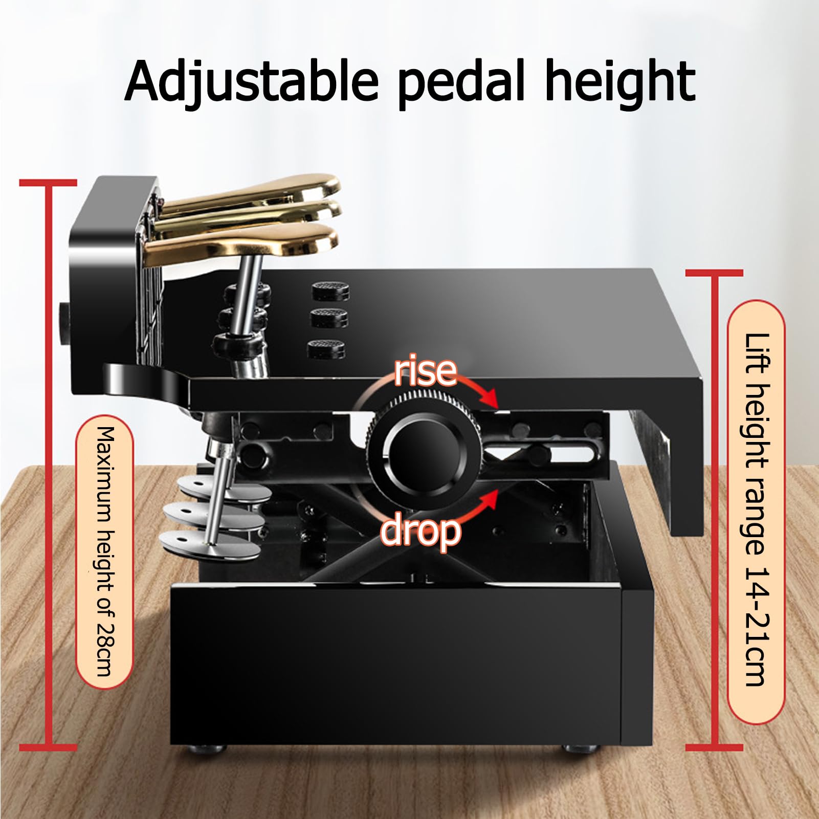 Klavierpedalverlängerung, Klavierpedal-Erweiterungsbank, 3 Pedale, verstellbare Höhe 14-21 cm, stabil, Tragfähigkeit von 110 kg, für 4-12 Jahre alte Kinder, einfach zu installieren