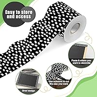 Vista 62 de Zonon 65 Feet Bulletin Board Borders Black and White Polka Dots Striped Grid Borders Decorative Straight Scalloped Wavy Rolled Trim Classroom Back