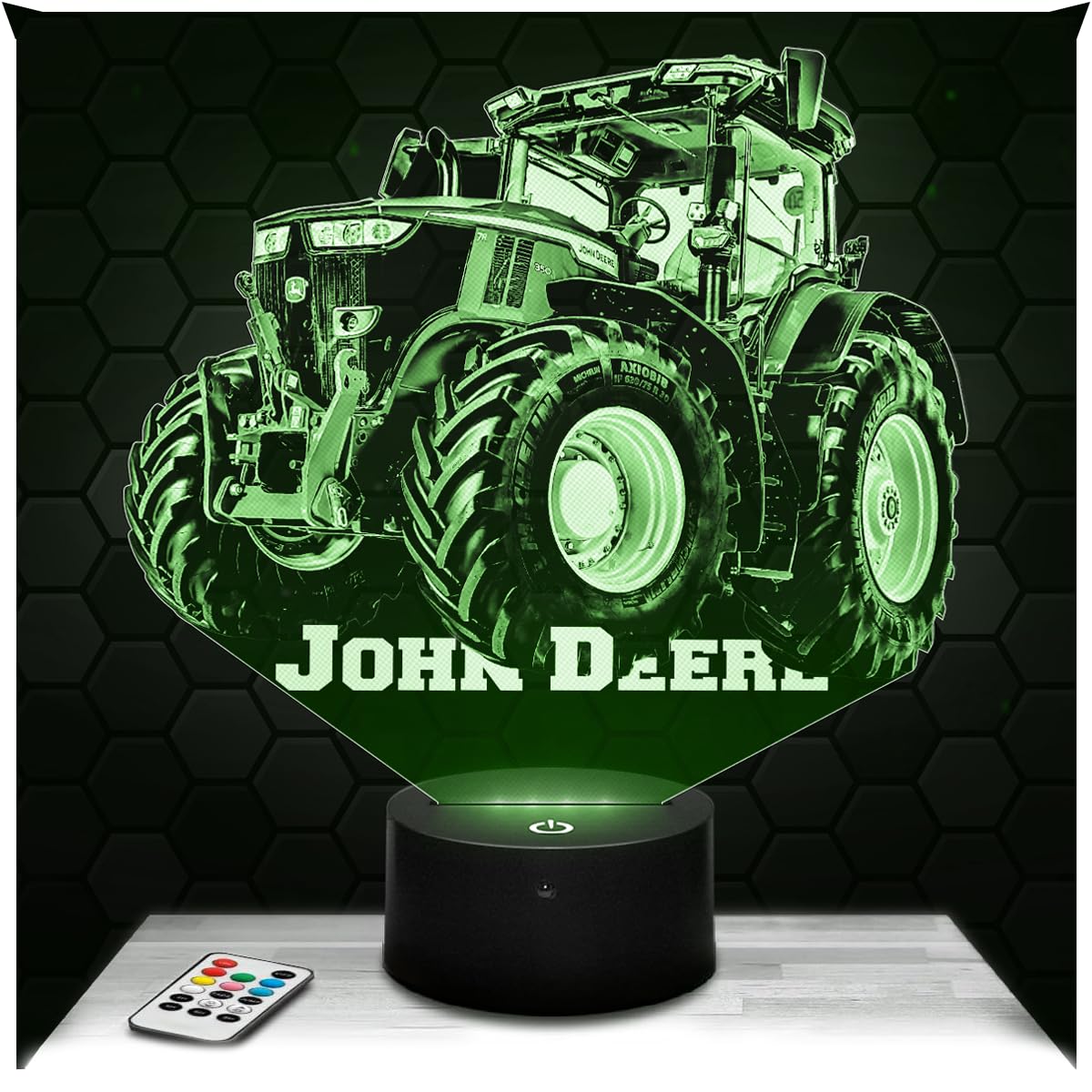 Lampephoto.fr - J. Deere Agricultural Tractor 3D Lamp Night Light 3D LED Illusion, Christmas Birthday Gift Idea for Boys and Girls Children's or Adult Bedroom Night Light, Gifts Merchandising TOP