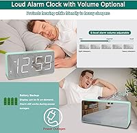 Vista 4 de Peakeep Reloj digital, reloj despertador alimentado por batería para dormitorios, esfera de espejo, números grandes, 6 atenuadores para personas