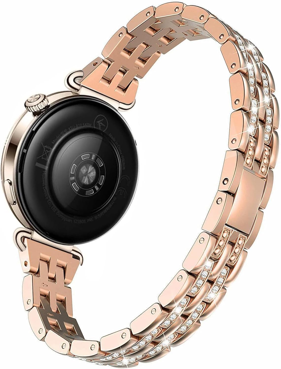 DEALELE Bands and Case Compatible with Huawei Watch GT5 Pro 42mm / GT6 / GT5 / GT4 41mm, 18mm Bling Rhinestone Diamond Metal Bracelet with Shiny Protective Case Cover Replacement for Women image 2