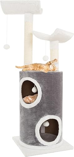 PETMAKER - Torre para gatos de 5 niveles con 2 perchas para siestas, condominio para gatos de 2 pisos, 2 postes rascadores de cuerda de sisal,