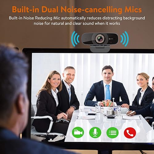 Miniatura 3 de Angetube Cámara web con micrófono, cámara web de 1080p con cubierta de privacidad para PC, computadora, laptop, computadora de escritorio, MacBook,