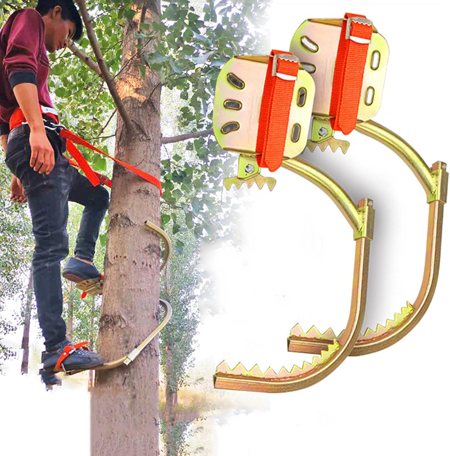 Adjustable Electrician Climbing Shoes with Non-Slip Spikes & Pedals for Lineman, Tree Climbing, Utility Pole Maintenance - Secure Foot Buckle for Safe Hunting & Outdoor Activities