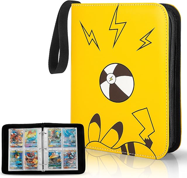 YINKE Case Binder Holder for Pokemon Card,Game Cards, PM TCG Card, Holds Up to 400 Cards with 50 Premium 4-Pocket Page, Hard Organizer Carry Cover Storage Bag