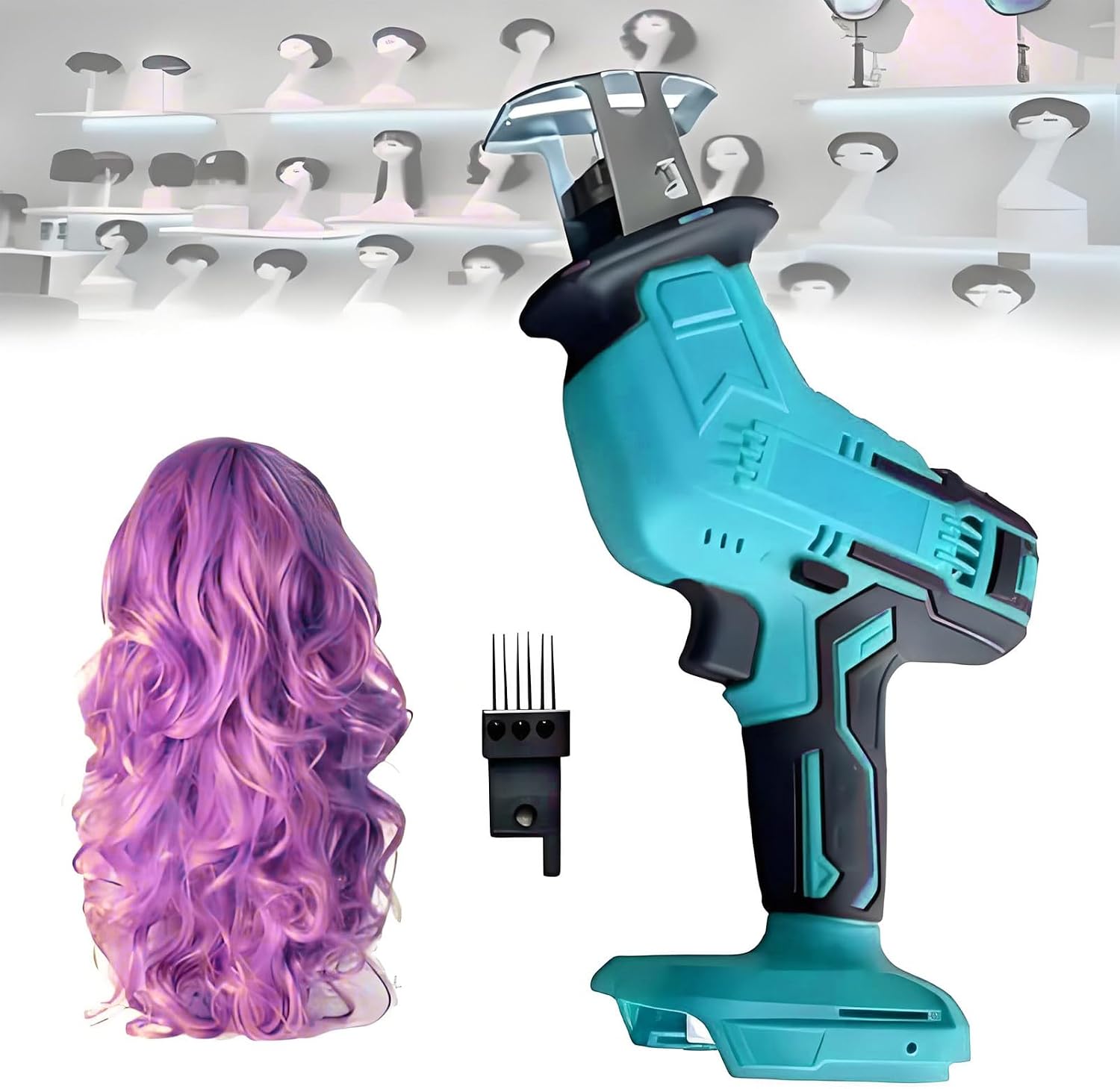 Professional Handheld Hair Weaving Tool, 1000W High-Power Wig Inject Machine for Simulation Scalp Tying, Perfect for Creating Custom Wigs at Salon or Home Blue