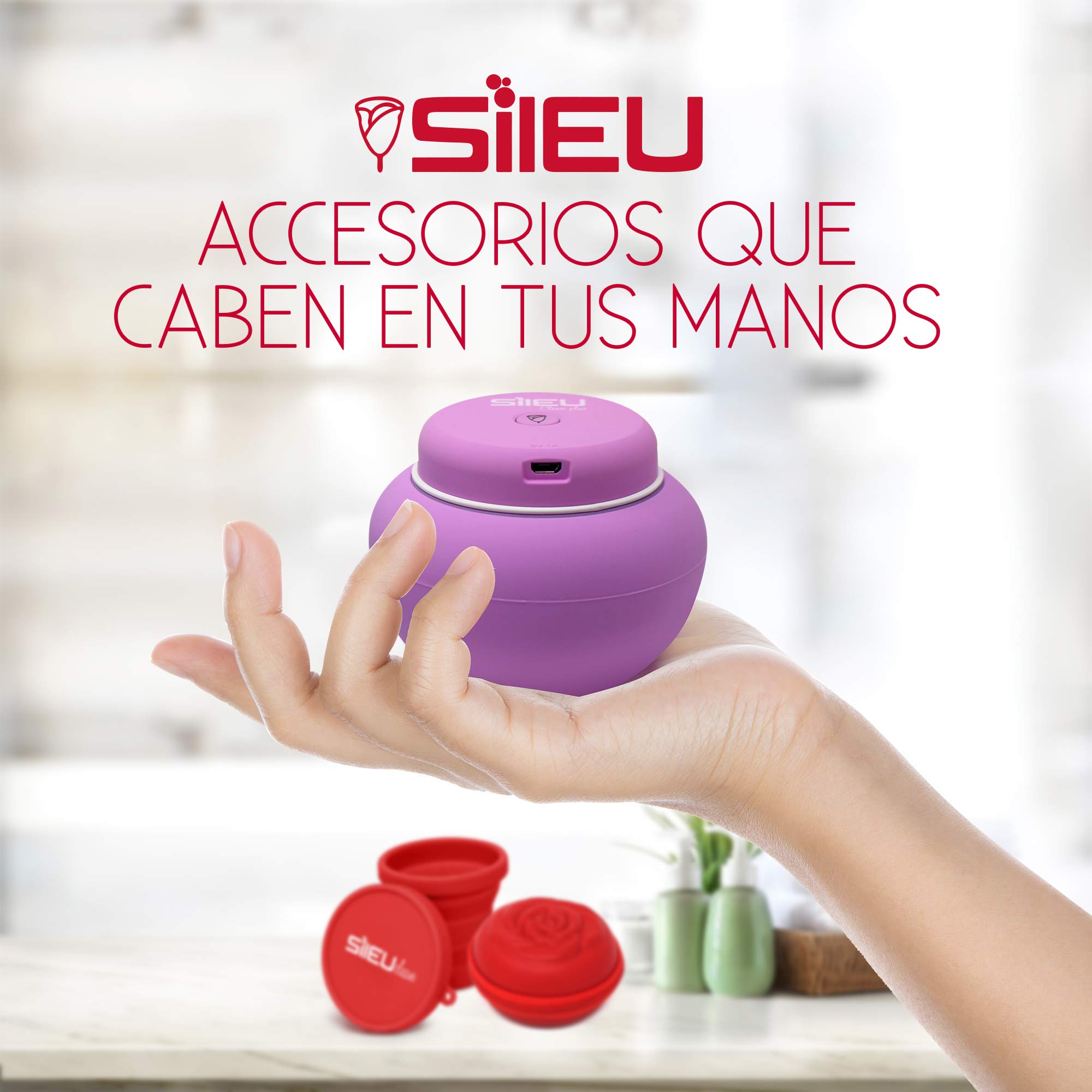 Coupe Menstruelle Sileu Cup Rose - Hypoalergenique silicone médicale confortable avec bons avis de gyneco - S'adapte aux parois vaginales sans fuites - Facile à mettre et enlever - Taille S, Rouge