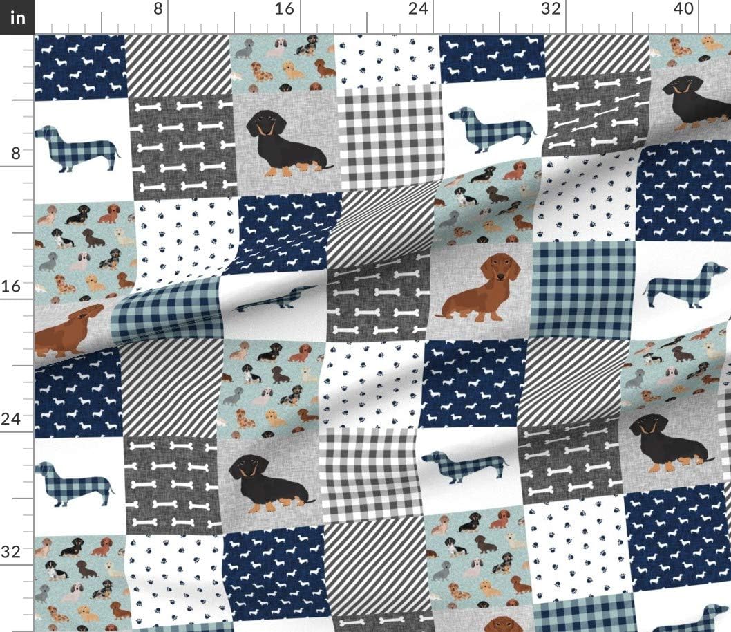 Spoonflower Fabric - Dachshund Pet Quilt Dog Breed Silhouette Cheater Multi Dogs Wholecloth Printed on Petal Signature Cotton Fabric by The Yard - Sewing Quilting Apparel Crafts Decor