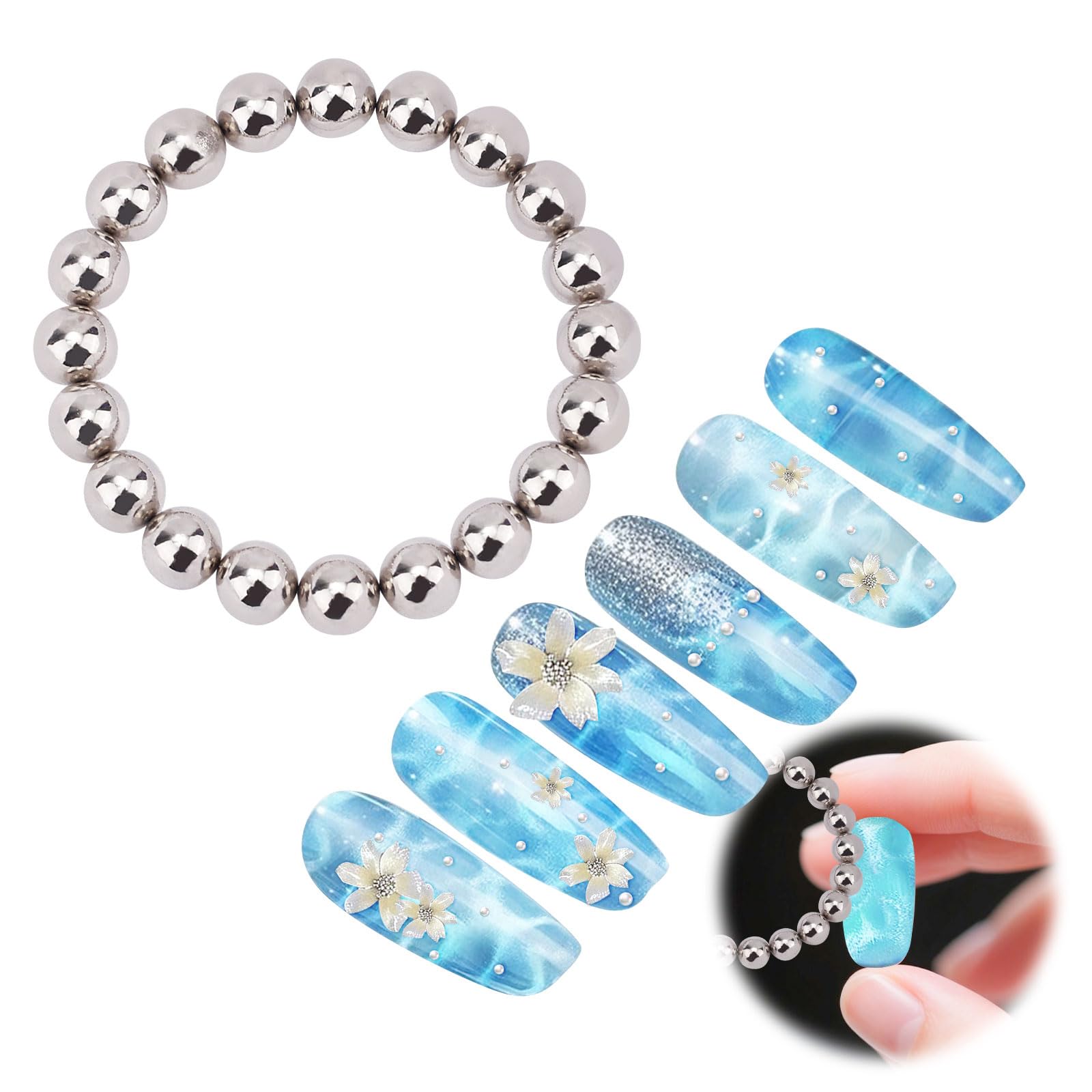 20 Pcs Mini Round Ball Cat Eye Magnets, Cateye Magnetic Beads for Water Ripple Small Cat Eye Nail Art Round Magnetic Beads for Home DIY Nail Design Tool Accessories