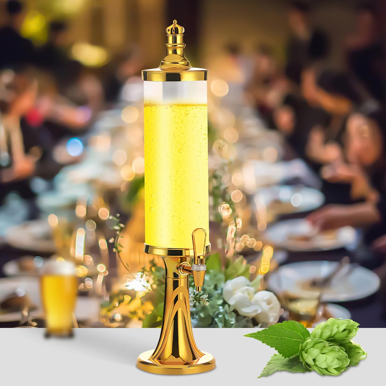 3L Beer Tower Beverage Dispenser,Mimosa Tower with LED Colorful Shinning Lights and Ice Tube,Drink Dispenser Margarita Tower for Parties and Gameday, Bars, KTVs, Homes, Beverage Stores
