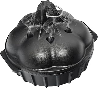 Cast Iron Wood Stove Steamer & Humidifier, 2.4 Quart Round Fireplace Simmer Pot with Heart-Shaped Vent & Ergonomic Handle, Rust-Resistant Indoor Air Moisturizer for Dry Winter Homes