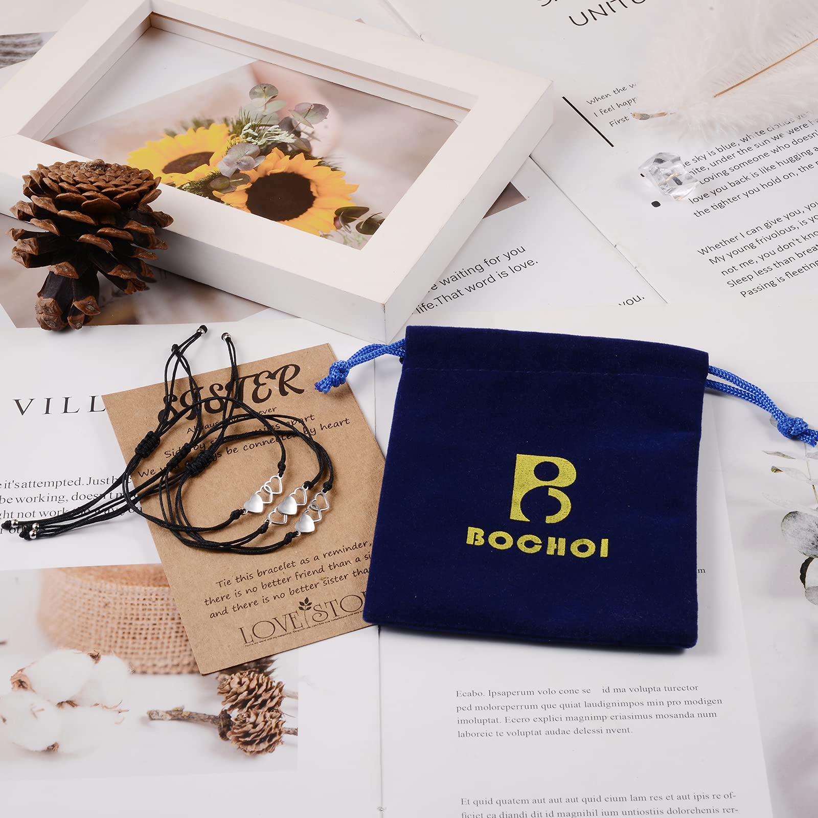 BOCHOI Bracciale sorella Bracciale abbinato al cuore Braccialetti dell'amicizia per la migliore amica Tees Girls Regalo per le relazioni familiari