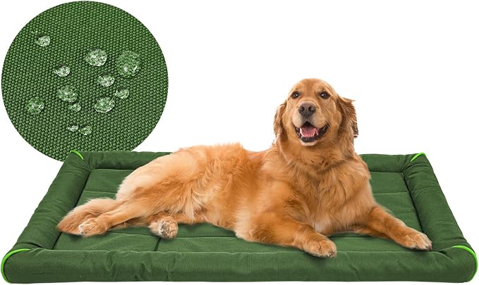 Miguel Oxford 900D Outdoor Waterproof Dog Bed for Metal Dog Crates Water-Resistant All Weather Pet Mat Durable Easy Wipe Clean Travel Indoor Outdoor Puppy Cat Crate Bed 48inch, Green