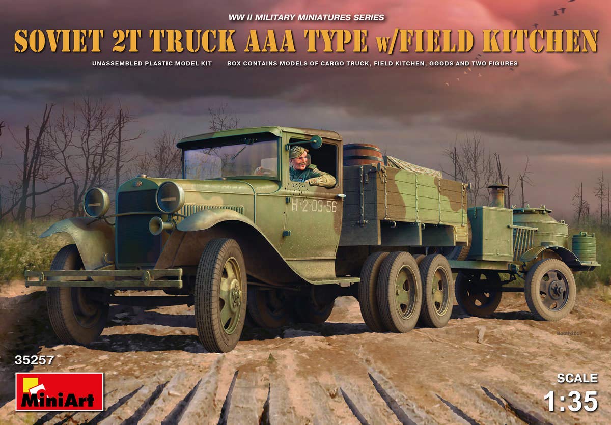 35257 Soviet 2T Truck AAA Type w/Field Kitchen, WWII Military Miniatures 1/35 Scale Model Kit