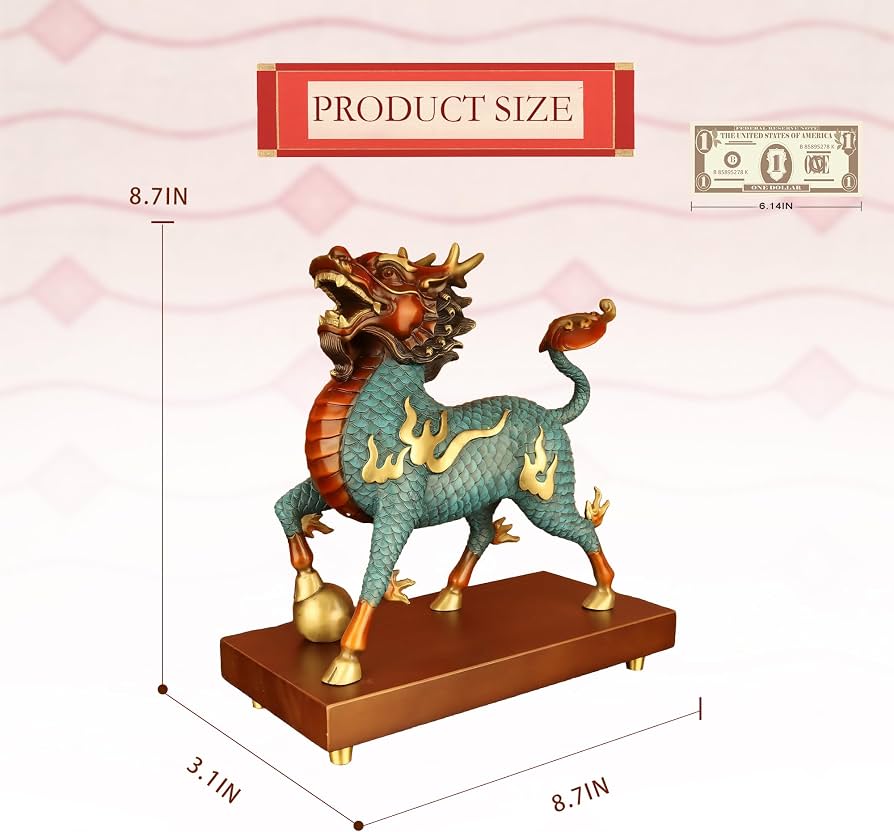 Amazon.co.jp: FENGSHUI-CAISHEN 純銅 Qilin 像 チーリン像 - チーリン