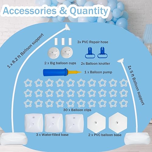 Miniatura 6 de Summer&Kiss Kit de arco de globos de 8.2 pies de alto y 5 pies, forma de doblez libre, soporte de globo de medio arco, soporte de arco de globo de