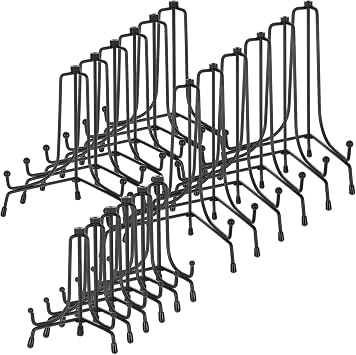 18 Pcs Black Iron Plate Stands for Display, 3 Size 4/6/8 Inch Anti-Slip Easel Frame Stand for Pictures, Photos Decorative, Plates and Table Art