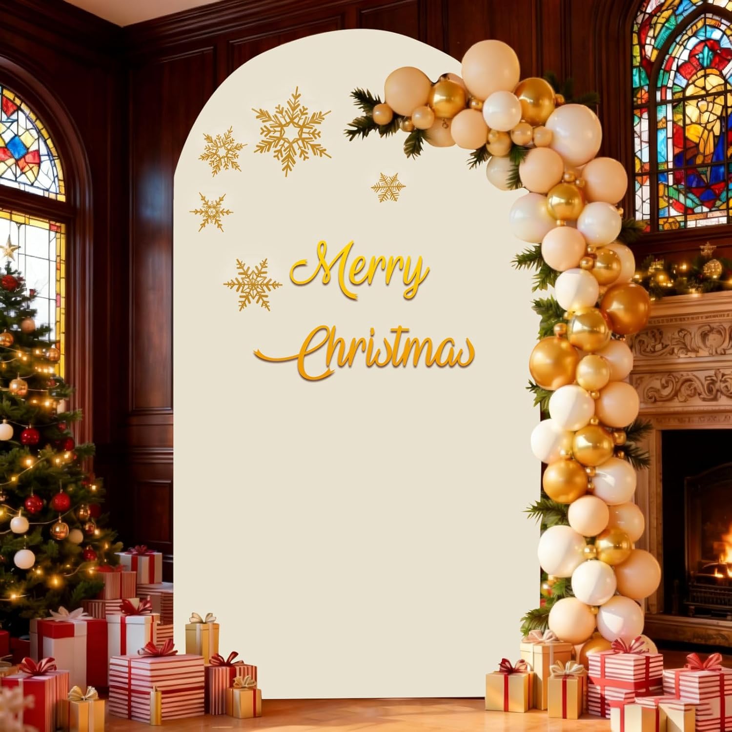 7.2ft beige arch backdrop cover,spandex arch covers stretchy backdrop for wedding birthday party baby shower 7.2ft x 4ft beige