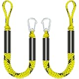 3 Feet Bungee Dock Line Boat Ropes for Docking Line Mooring Rope with Stainless Steel Clip Accessories for Boats 2pcs (Yellow&Black, 3 Feet)