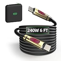 Vista 8 de MFish Cable de carga rápida 4 en 1 con funda, cargador rápido PD 3.1 máximo de 6.6 pies, 240 W, USB-A/USB-C a USB-C/Lightning, compatible