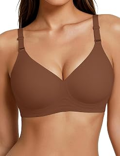 Jelly Bras for Women Wireless Bra V Neck Seamless Full Coverage Bralette No Underwire Comfy Everyday Bra