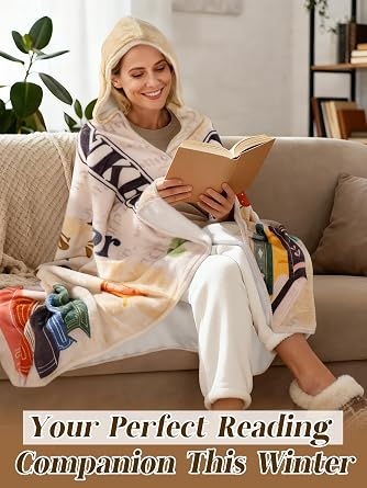 ANPHSIN Book Lovers Gifts for Women Readers - 47 x 73 Flannel Thick Warm Wearable Blanket