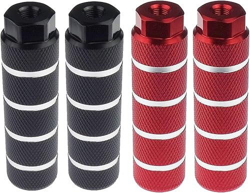 Vista 10 de 2 pares de reposapiés de aleación de aluminio para bicicleta de montaña, clavijas de acrobacias traseras, compatibles con ejes de 3/8 pulgadas Negro