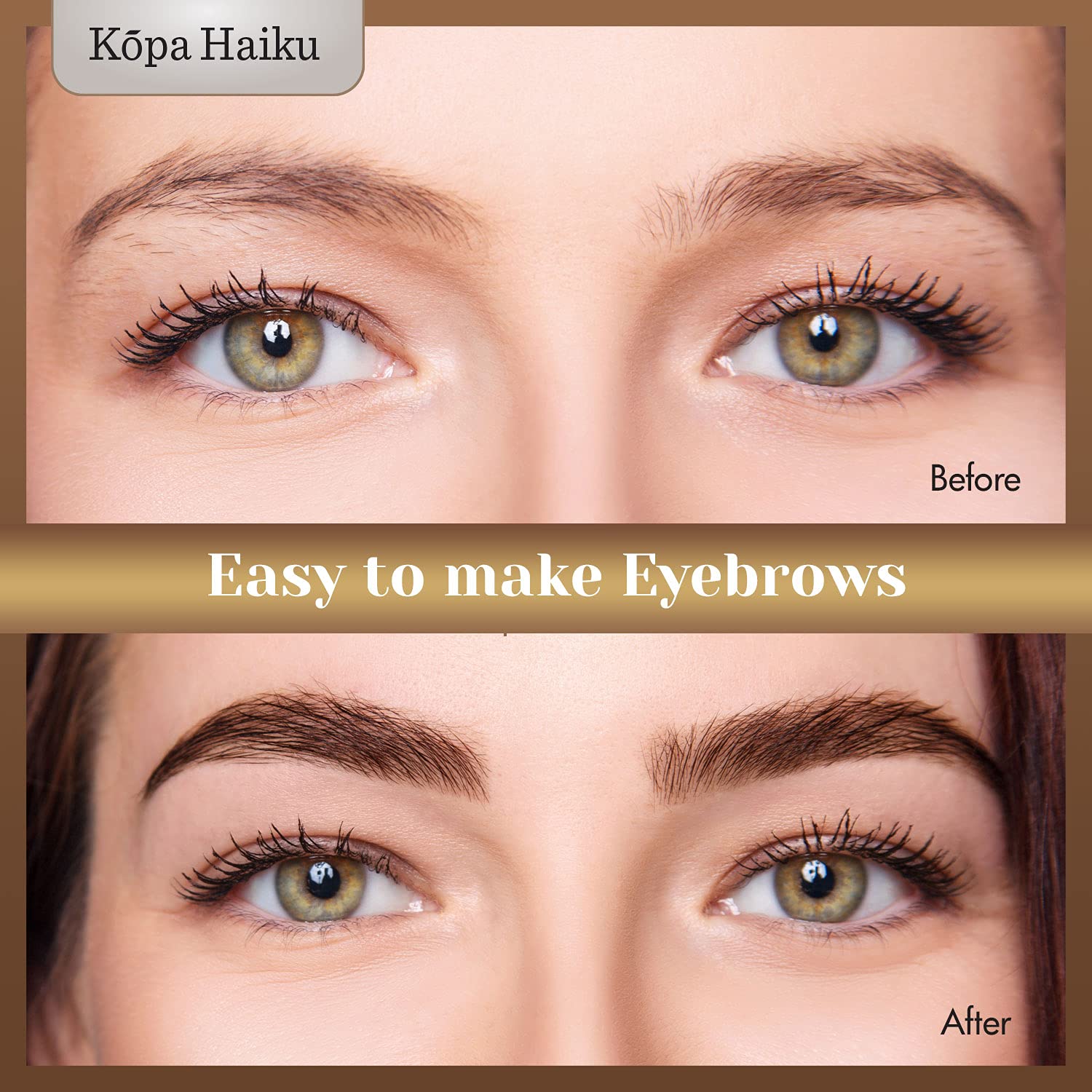 Kopa Haiku Professional One Step Eyebrow Stamp Shaping Kit, Eyebrow Powder Stamp Makeup with 10 Reusable Eyebrow Stencils, 2 Eyebrow Pen Brushes, Waterproof & Long Lasting (Medium Brown) : Beauty & Personal Care