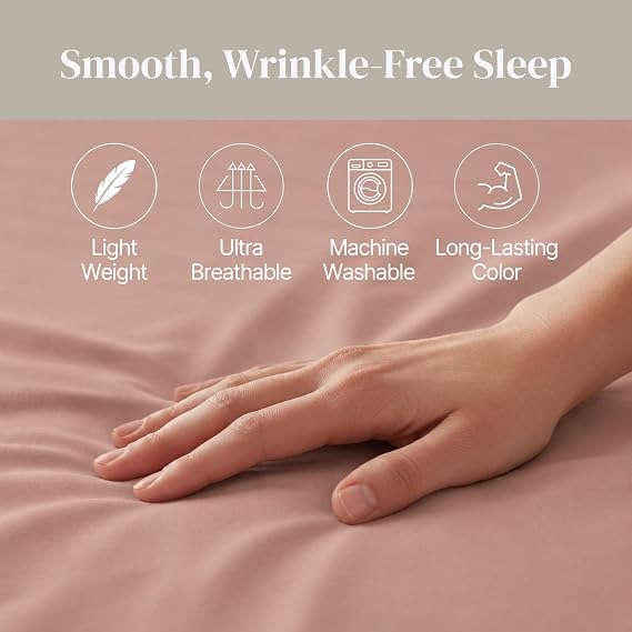 Modern Threads Soft Microfiber Solid Sheets - Luxurious Microfiber Bed Sheets - Includes Flat Sheet, Fitted Sheet with Deep Pockets, Pillowcases Rose Queen