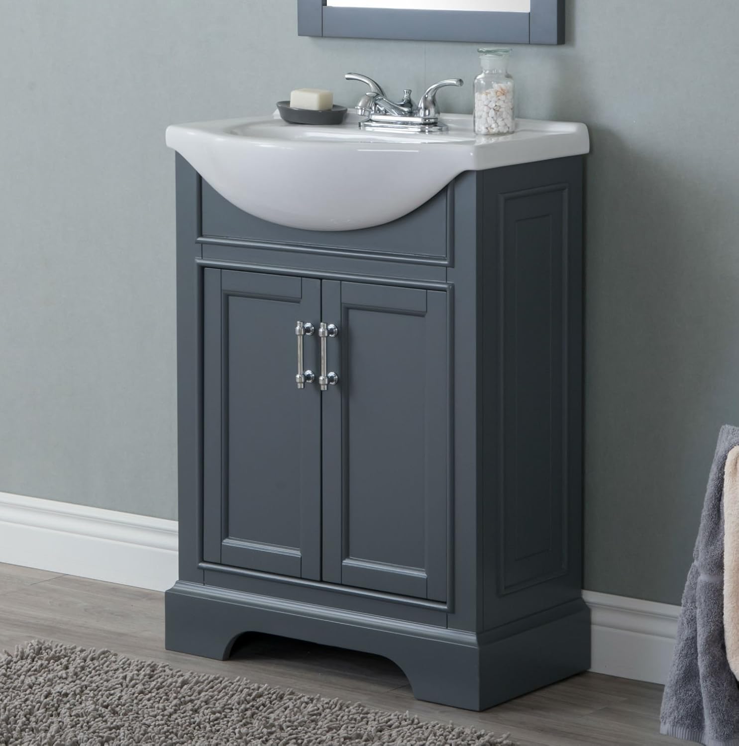 Legion Furniture WLF6046 Bathroom Vanity, 24", Dark Grey