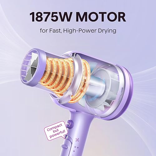 Miniatura 3 de Wavytalk Secador de pelo con difusor, secador de pelo iónico soplado para cabello rizado con peine, secador de secado rápido de 1875 W con