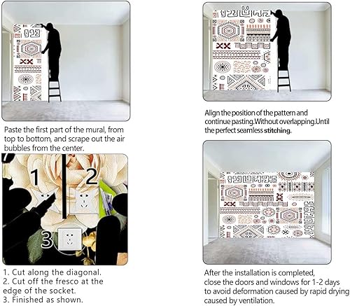 Miniatura 4 de Papel tapiz temporal blanco Bohochic Personalizar Papel para Pared Decorativo Wainscoting Paneles Extra Ancho (Ancho) 59 pulgadas X (H) 59 pulgadas