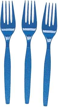 50-Pack Navy Blue Plastic Forks - Disposable Cutlery For Parties & Events