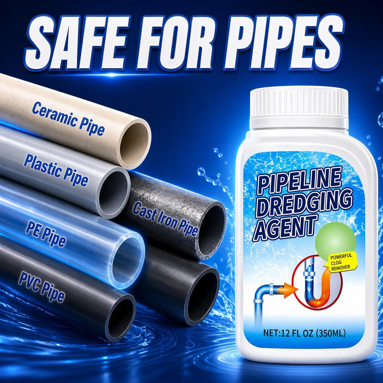 Crystal Lye Drain Opener, Sodium Hydroxide Cleaner for Sinks & Pipes