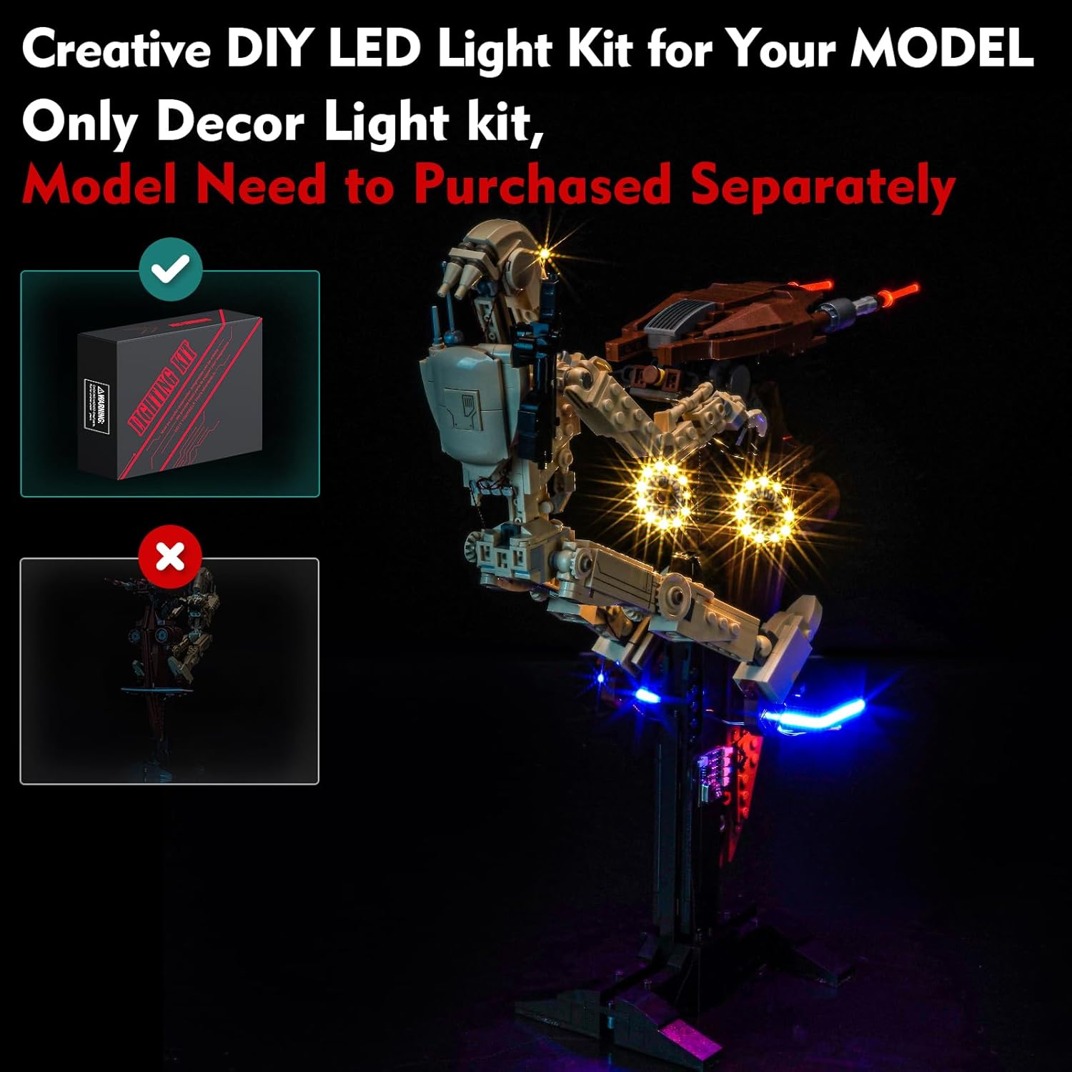 Light kit Compatible with Lego 75428 Battle Droid with STAP - No Model Only Light, LED Lighting Accessories Compatible with Lego 75428 (Standard Version)