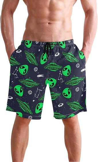 Mens Swim Trunks Quick Dry Board Shorts with Mesh Lining, Surf Beach Shorts Swimwear Holiday Party Bathing Suit