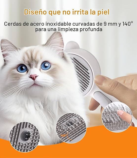 Foto 5 de 8 de Zaxiva Cepillo Vapor Para Gatos Con Botón de Liberación, 4 in 1 Cepillo Gato Vapor Recargable