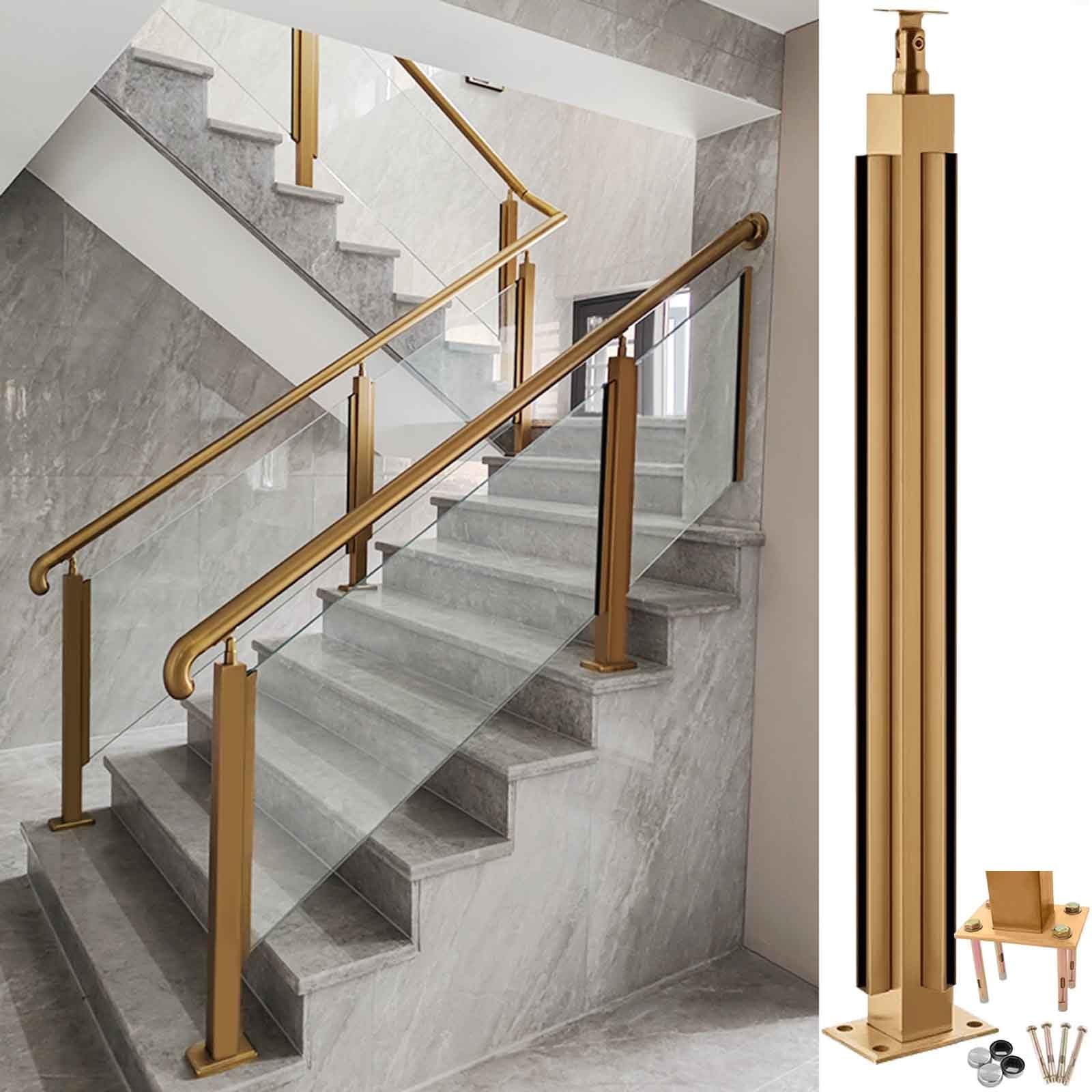 Poste de barandilla de vidrio de acero inoxidable 304 ajustable de 60-155 cm para esquinas