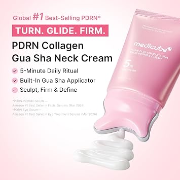 medicube PDRN Collagen Gua Sha Neck Wrinkle Cream | Built-In Gua Sha Massager with Volufiline 5% | Firming, Contour Care for the Look of Fine Lines, Jawline, Neck, Decollete | Korean Skincare, 3.17 oz