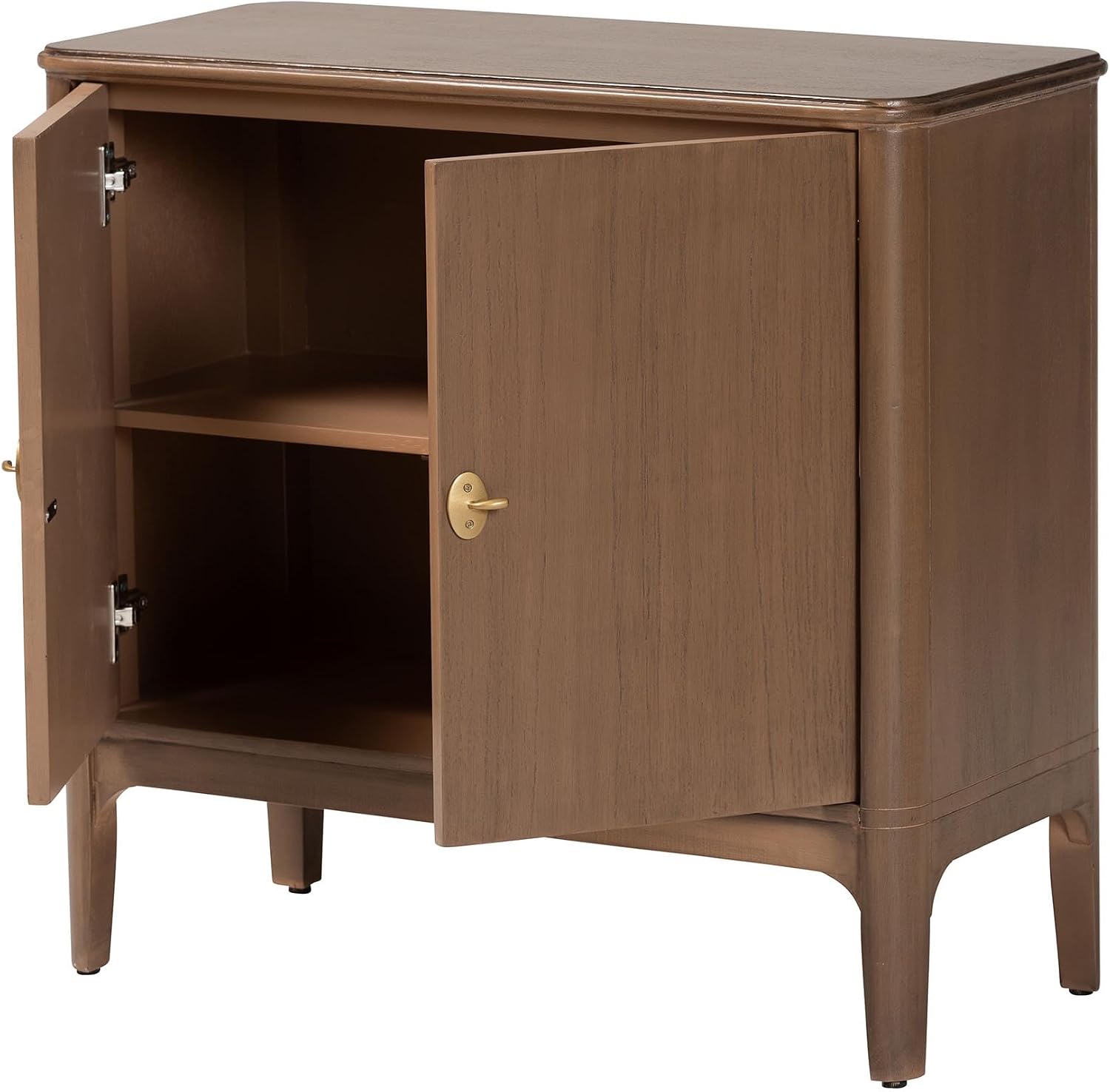 Bali & pari Latifa Storage Cabinet - 2-Door Accent Cabinet with Rounded Edges and Metal Door Pulls for Living Room or Entryway