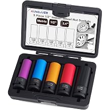 5PCS 1/2" Drive Impact Nut Socket Set, Metric 15 17 19 21 22mm