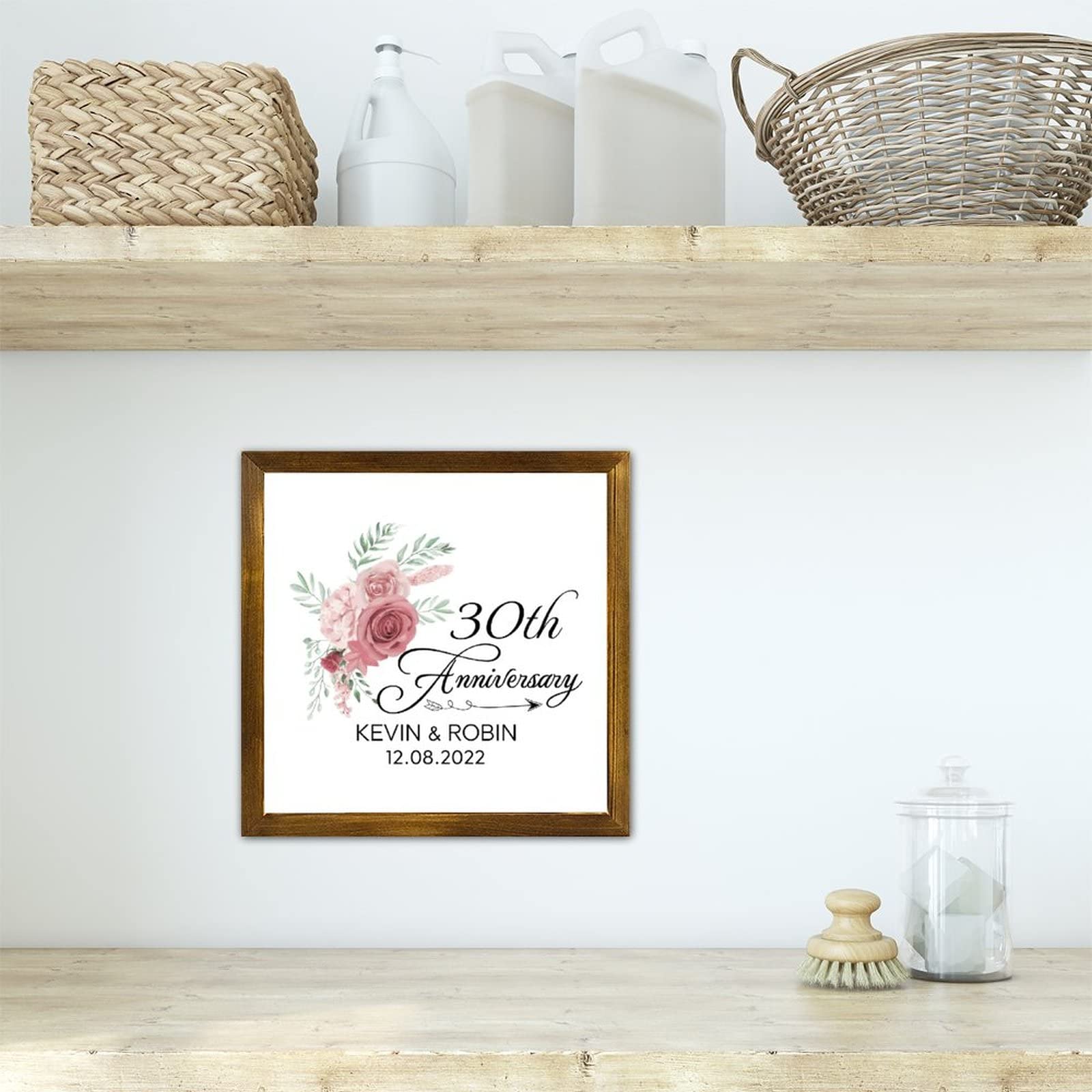 Targa Decorativa In Legno 12,7x17,8 Cm – Motivo Floreale – Con Supporto E Gancio – Per Matrimoni E Casa