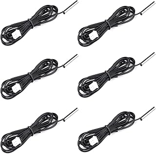 10K 3950 Ohm NTC Thermistor Temperature Sensor Probe, Stainless Digital Thermal Sensor Probe Cable Length 1M with XH2.54-2P Plug for Air Conditioner (Pack of 6) (10K/1m(Stainless Digital))