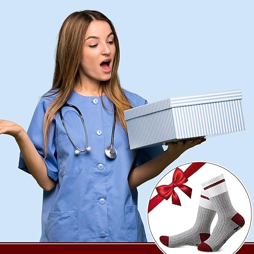 Miniatura 5 de SATINIOR 4 pares de calcetines divertidos para enfermera, con texto en inglés "If You Can Read This Nurse Is Off Duty for Nurse Is Off Duty for