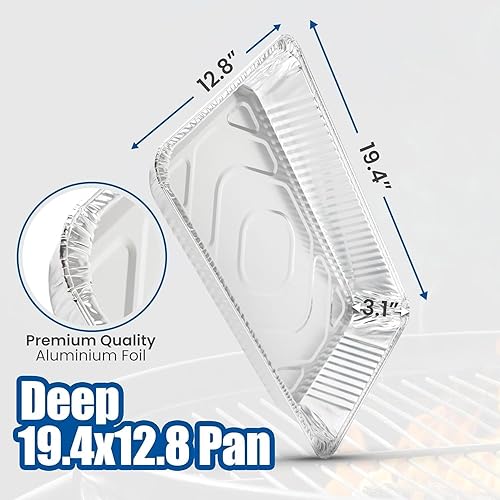 Miniatura 7 de EHOMEA2Z Sartenes grandes de aluminio con tapas, desechables, de alta resistencia, para asar, hornear, catering de 21 x 13 x 3 (30, tamaño completo