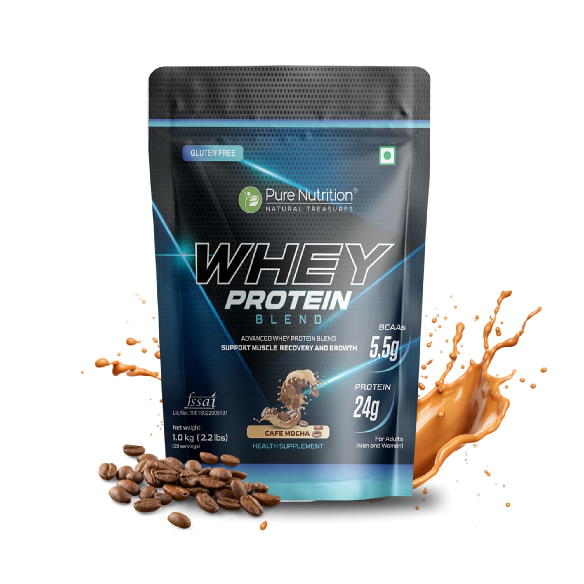 Pure Nutrition Whey Protein Blend (Isolate + Concentrate) 1kg -Café Mocha Flavor |Supports Muscle Recovery and Growth for both men and women.-image-27