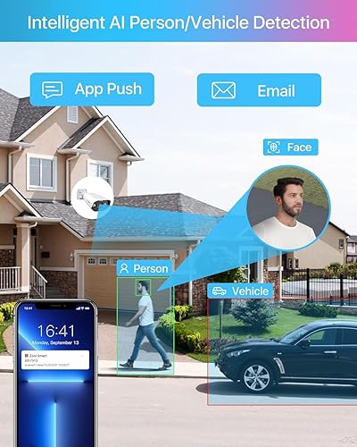 Miniatura 3 de ZOSI Sistema de cámara de seguridad PoE con foco 4K de 8 canales, 8 cámaras IP para interiores y exteriores de 8 MP4K, detección de