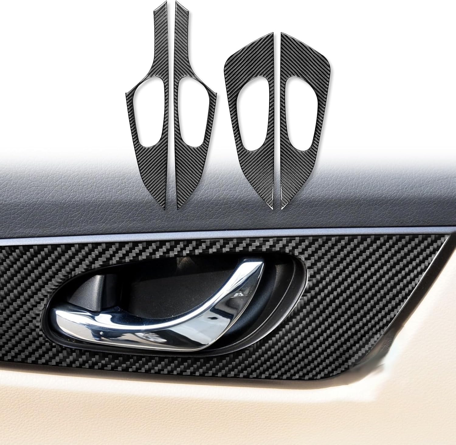 Car Decals Carbon Fiber Accessories Compatible with Nissan X-Trail Rogue 2014 2015 2016 2017 2018 2019 2020 (Inner Door Handle Trim 4pcs)