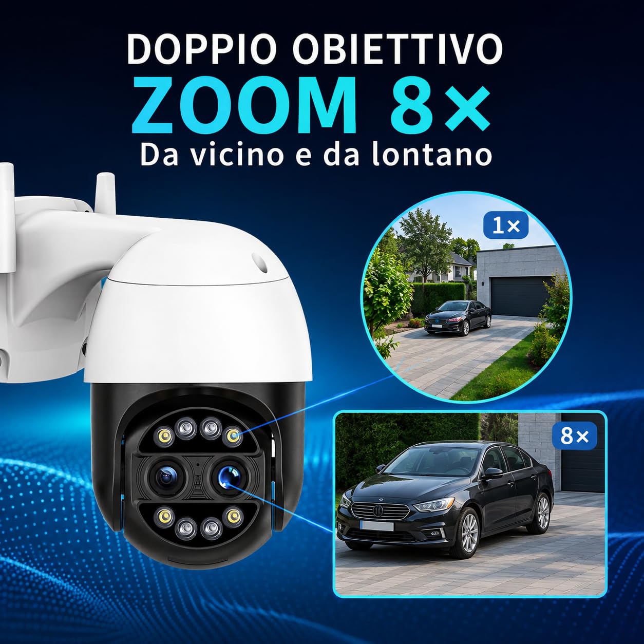 Voltix Telecamera di Sicurezza Esterna 4MP Doppio Obiettivo PTZ