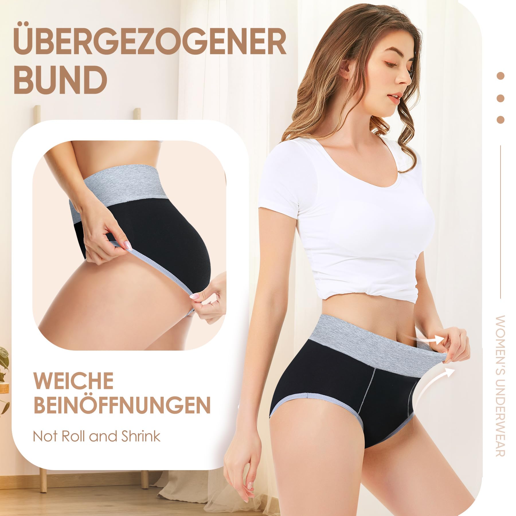Falechay Mutanda Donna Vita Alta Cotone Slip Traspirante Confortevole Pacco da 5